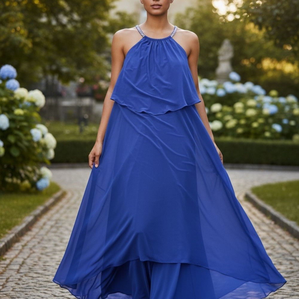 Elegant Blue Maxi Dress